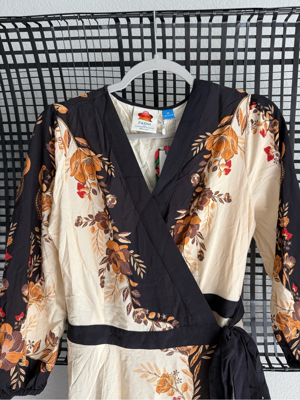 Farm Rio Long-Sleeve Floral Wrap Midi Dress - Picture 5 of 9